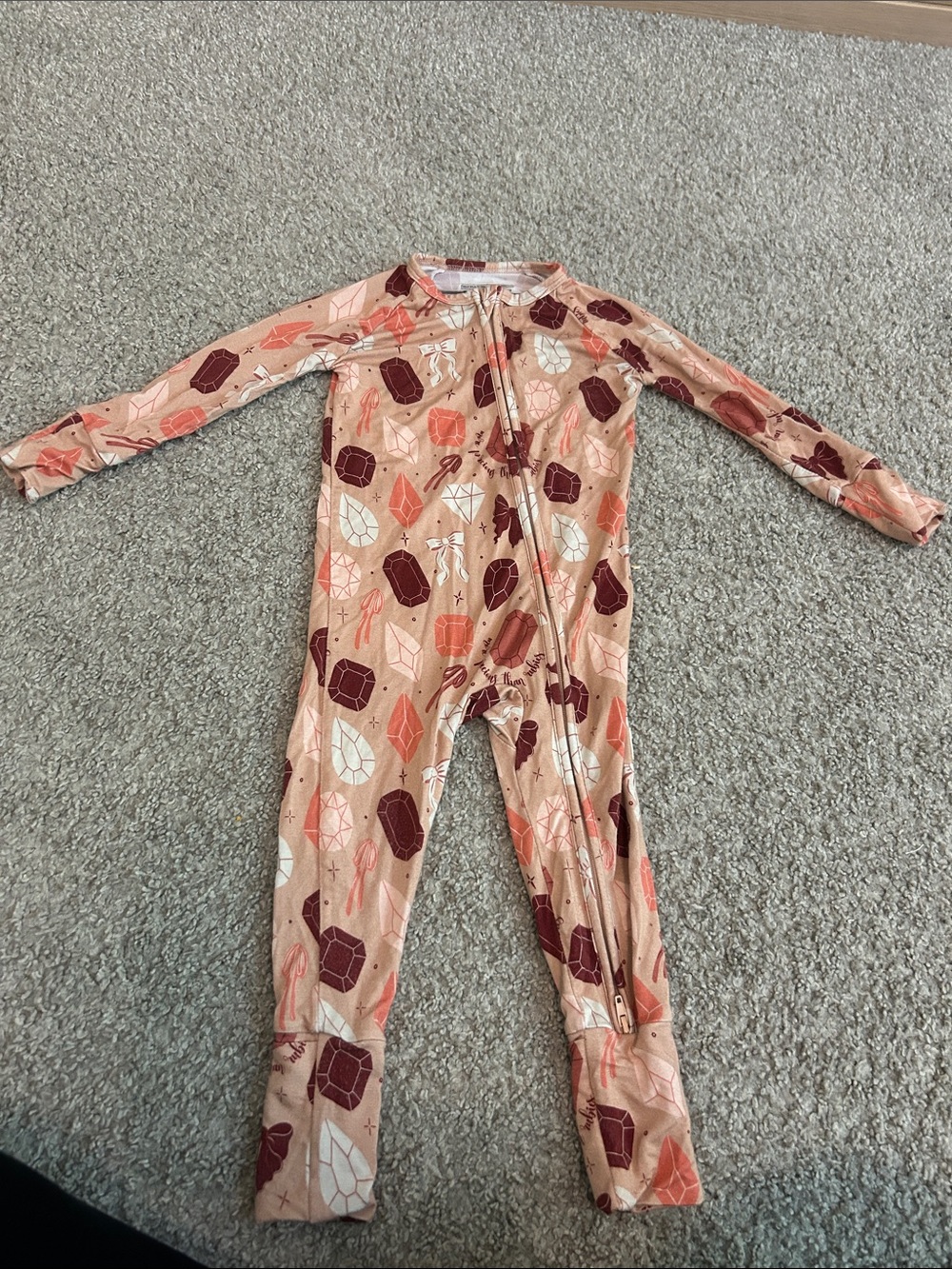 Kids Peach Gem-Print One-Piece Sleeper
